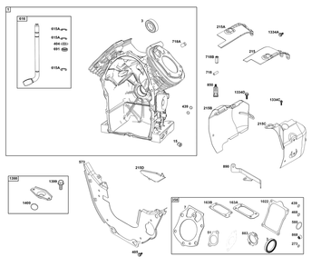 Cylinder Group Diagram and Parts List for 61H277-0107-E1 400000 - 699999 Briggs and Stratton Engine